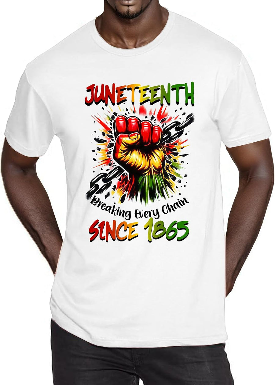 Juneteenth Shirts for Men: Since 1865 Juneteenth T-Shirt African American Freedom Tops June 19th Short Sleeve Tees - White