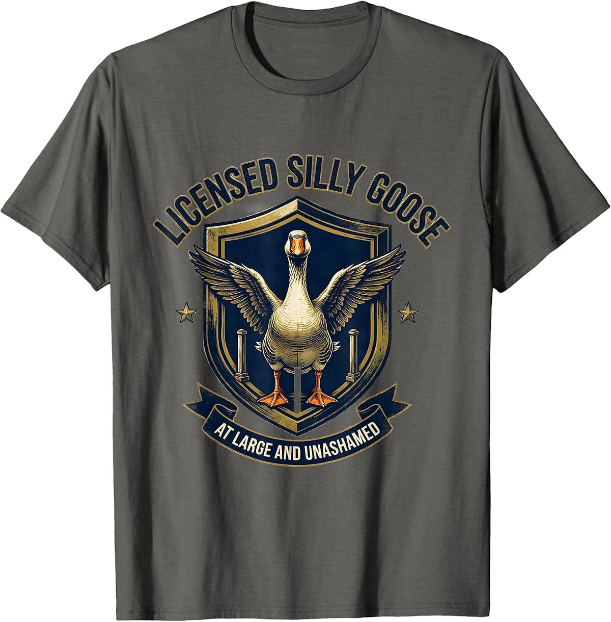 Licensed Silly Goose, At Large And Unashamed Funny T-Shirt - Asphalt Grey