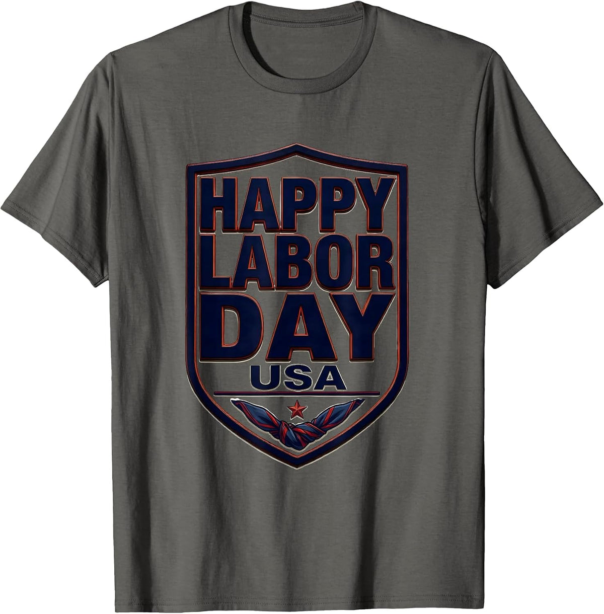Men's Happy Labor Day, USA Patriotic Americana Tribute T-Shirt - Asphalt Grey