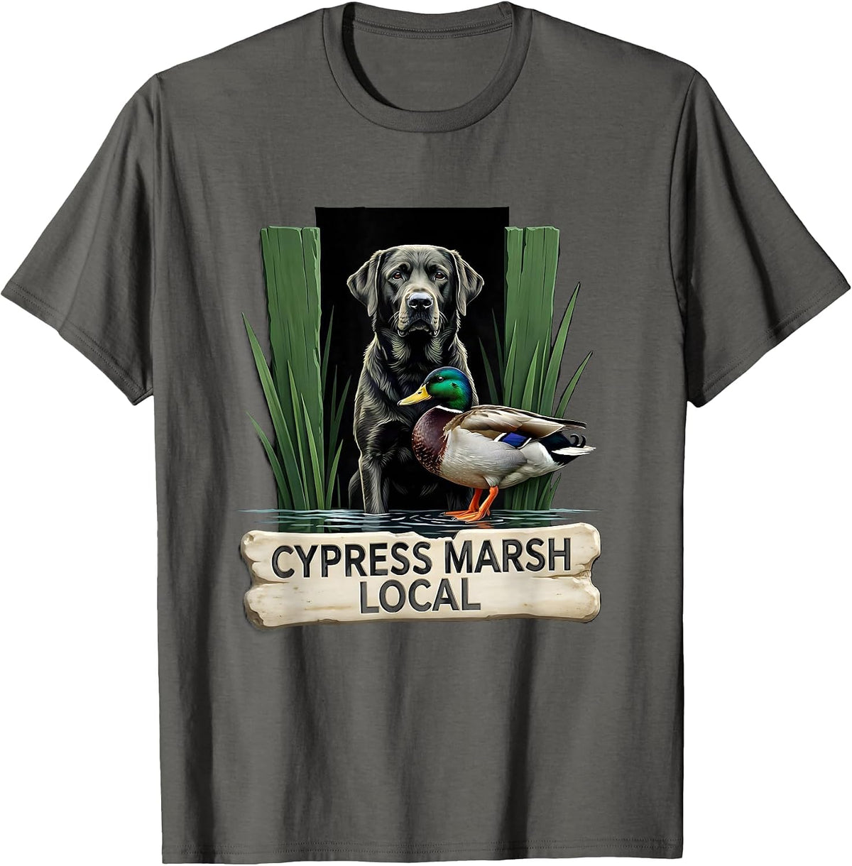 Cypress Marsh Local Labrador Retriever Hunting Dog Waterfowl T-Shirt - Asphalt Grey