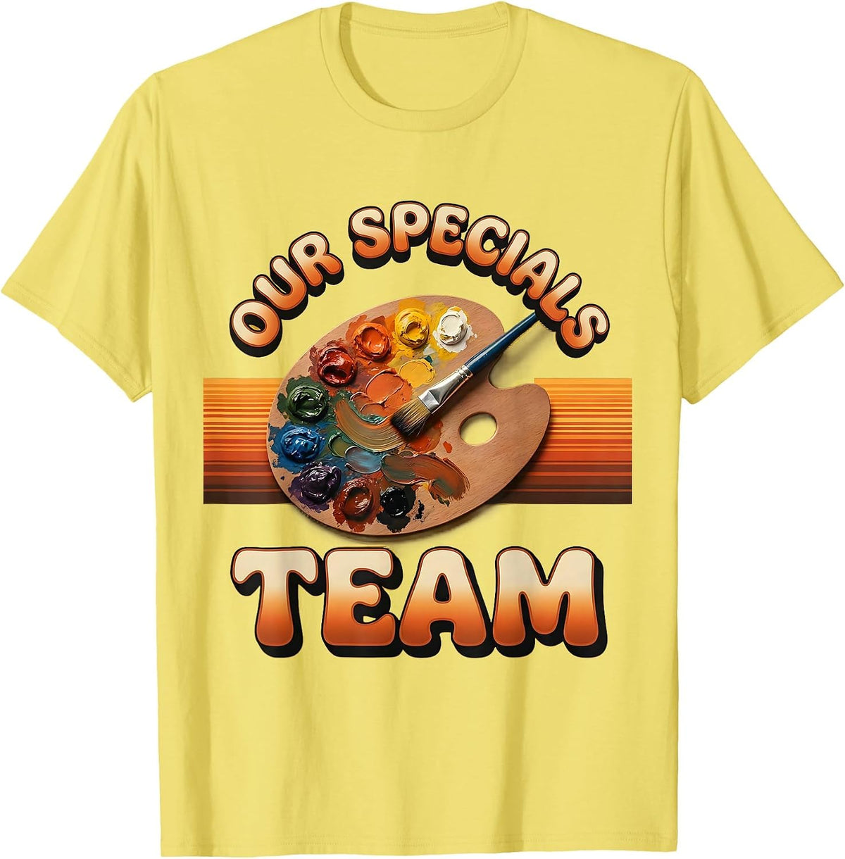 Men's OUR SPECIALS TEAM Retro Specialist Teacher Squad Team T-Shirt - Lemon Yellow