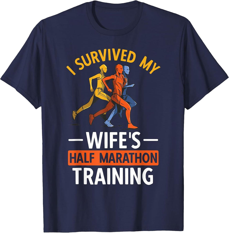 Half Marathon Running Marathon T-Shirt - Navy Blue