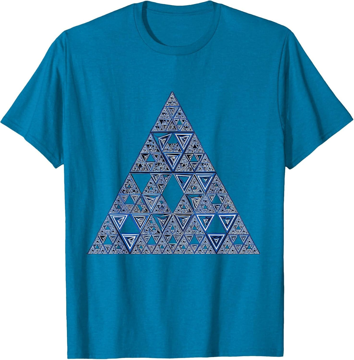 Infinite Triangles Fractal Math Teacher Design T-Shirt - Sapphire Blue