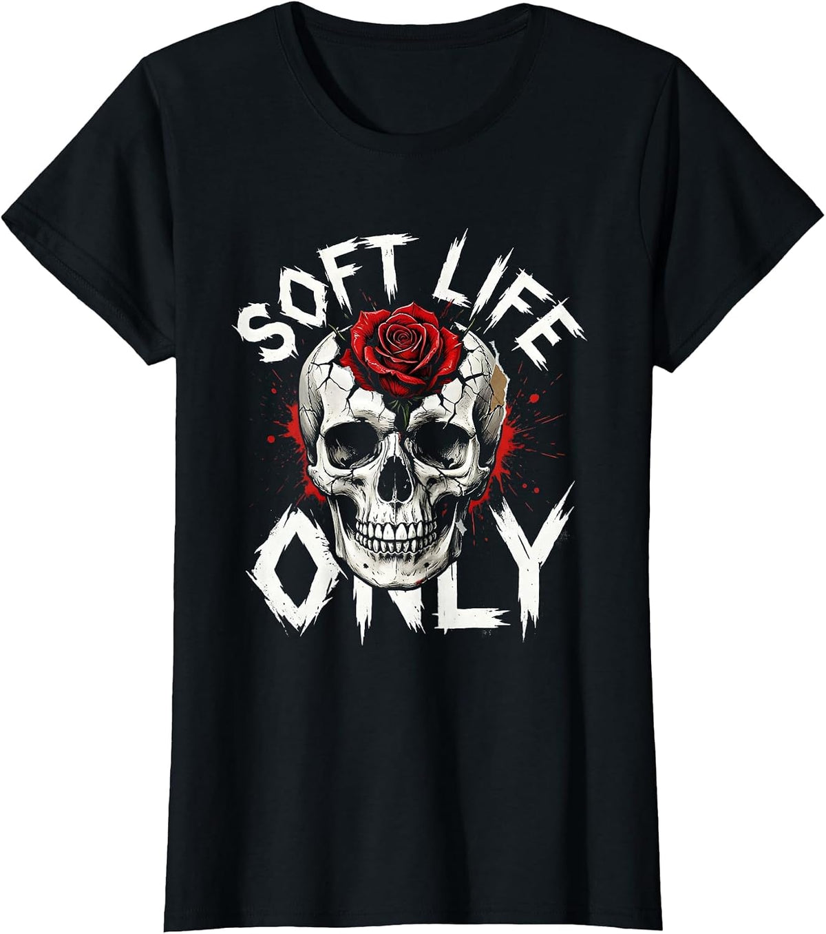 Soft Life Only Mental Health Matters Design T-Shirt - Black