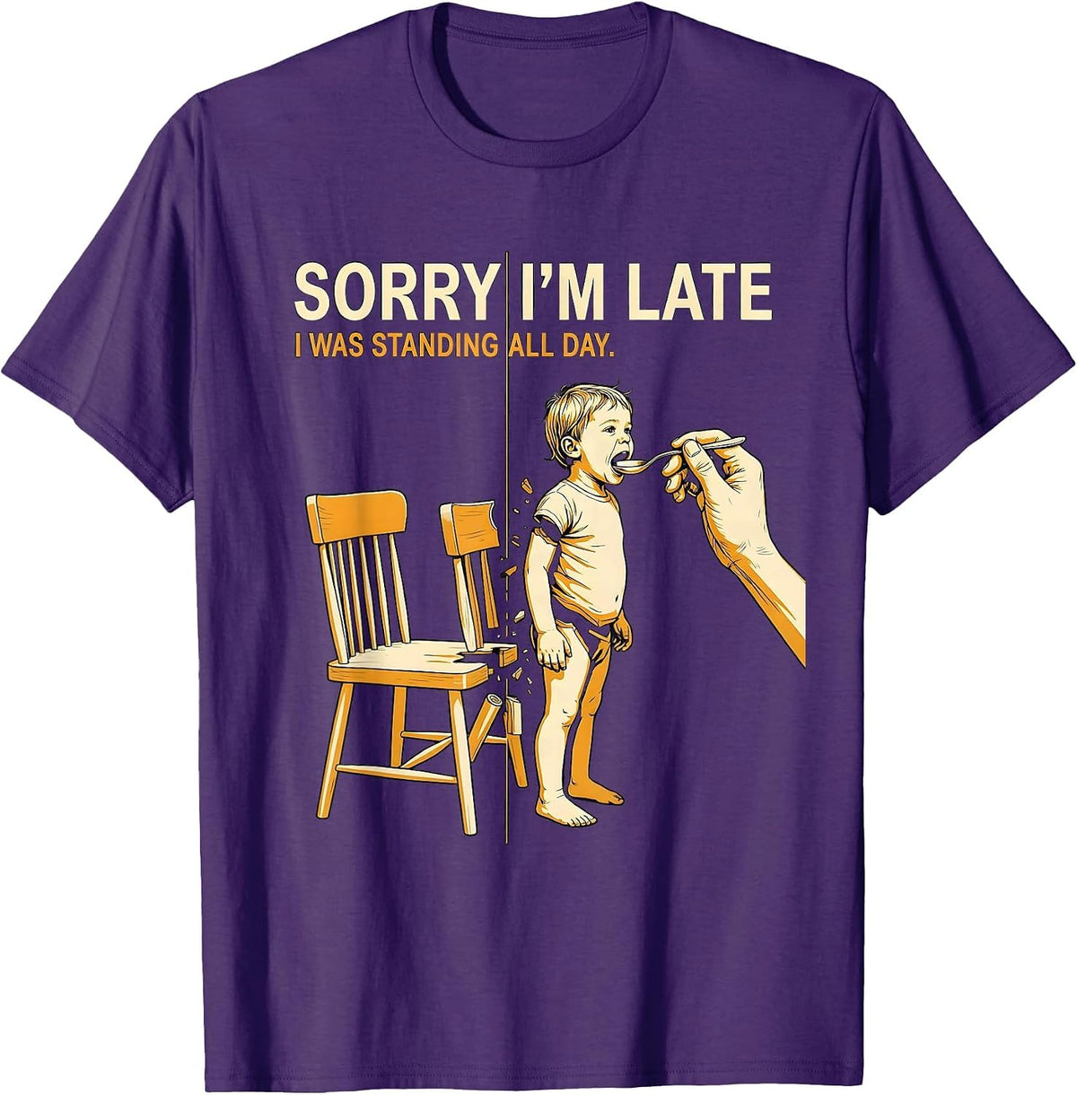 Sorry I'm Late I Was Standing All Day Retro Occupational T-Shirt - Purple
