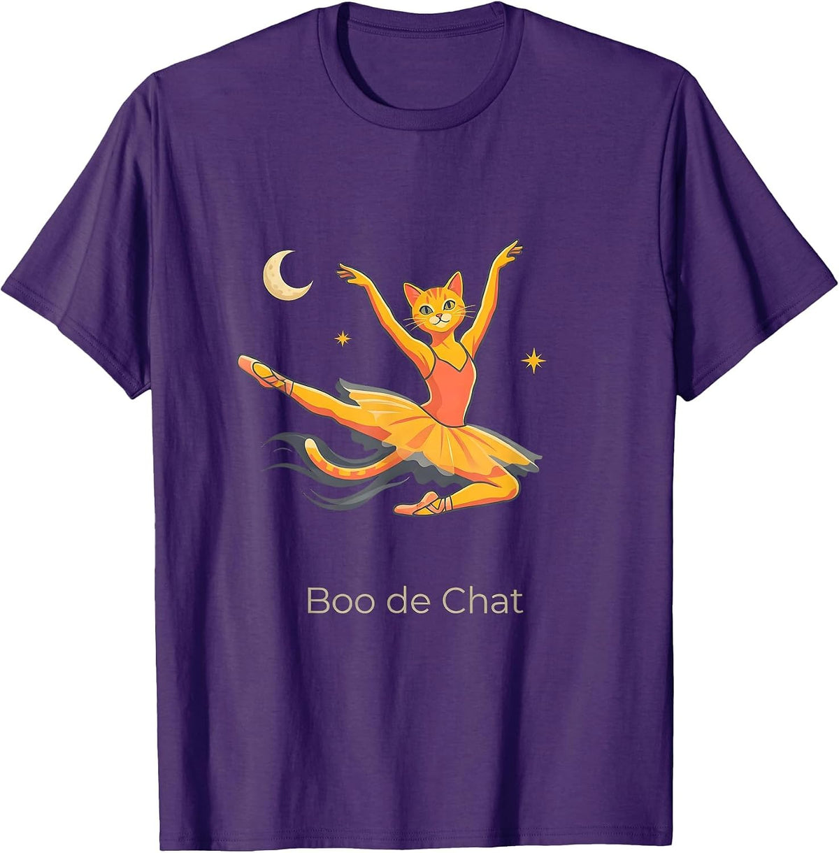 Boo de Chat Ghost Ballerina Halloween Dance Humor T-Shirt - Purple