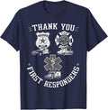 Thank You First Responders Patriotic EMT Police Firefighter T-Shirt - Navy Blue