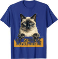My Siamese Travels With Me Cute Cat Lover Pet Pocket Novelty T-Shirt - Royal Blue