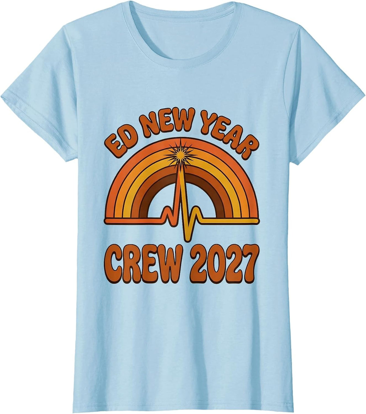 ED New Year Crew 2027 Retro 70s Nurse Crew New Years Eve T-Shirt - Baby Blue