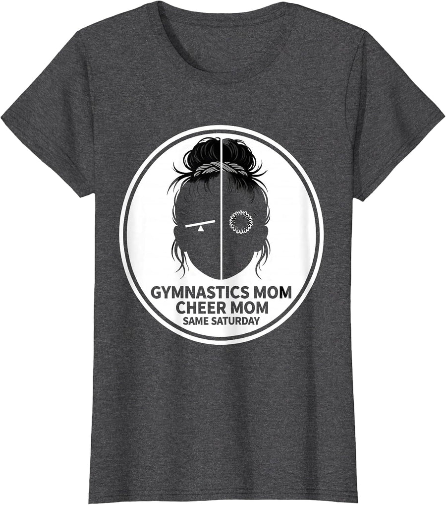 Women's Gymnastics Mom Cheer Mom Same Saturday Sports Mom T-Shirt - Dark Heather Grey