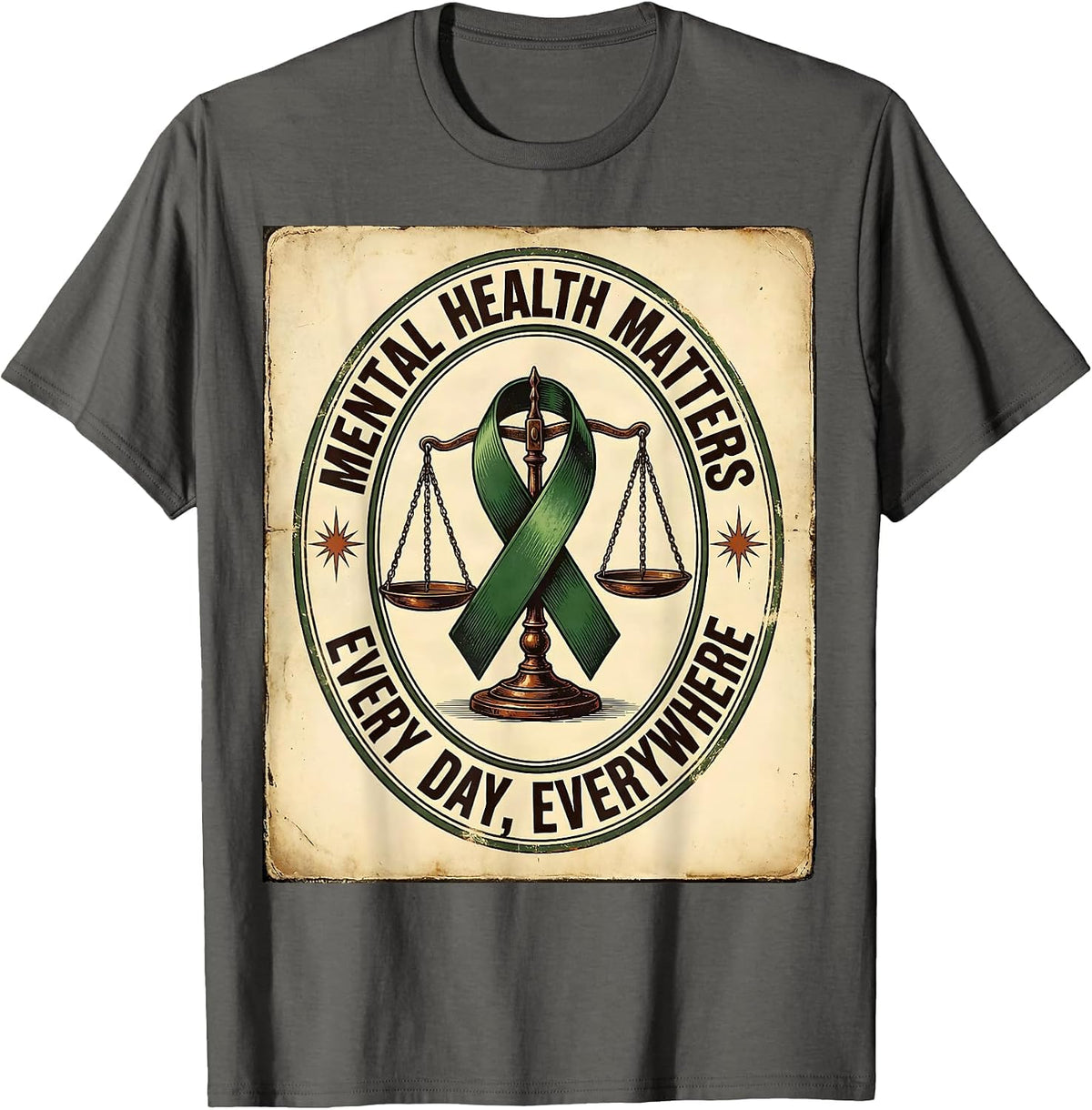 Men's Mental Health Matters Every Day, Everywhere Awareness T-Shirt - Asphalt Grey