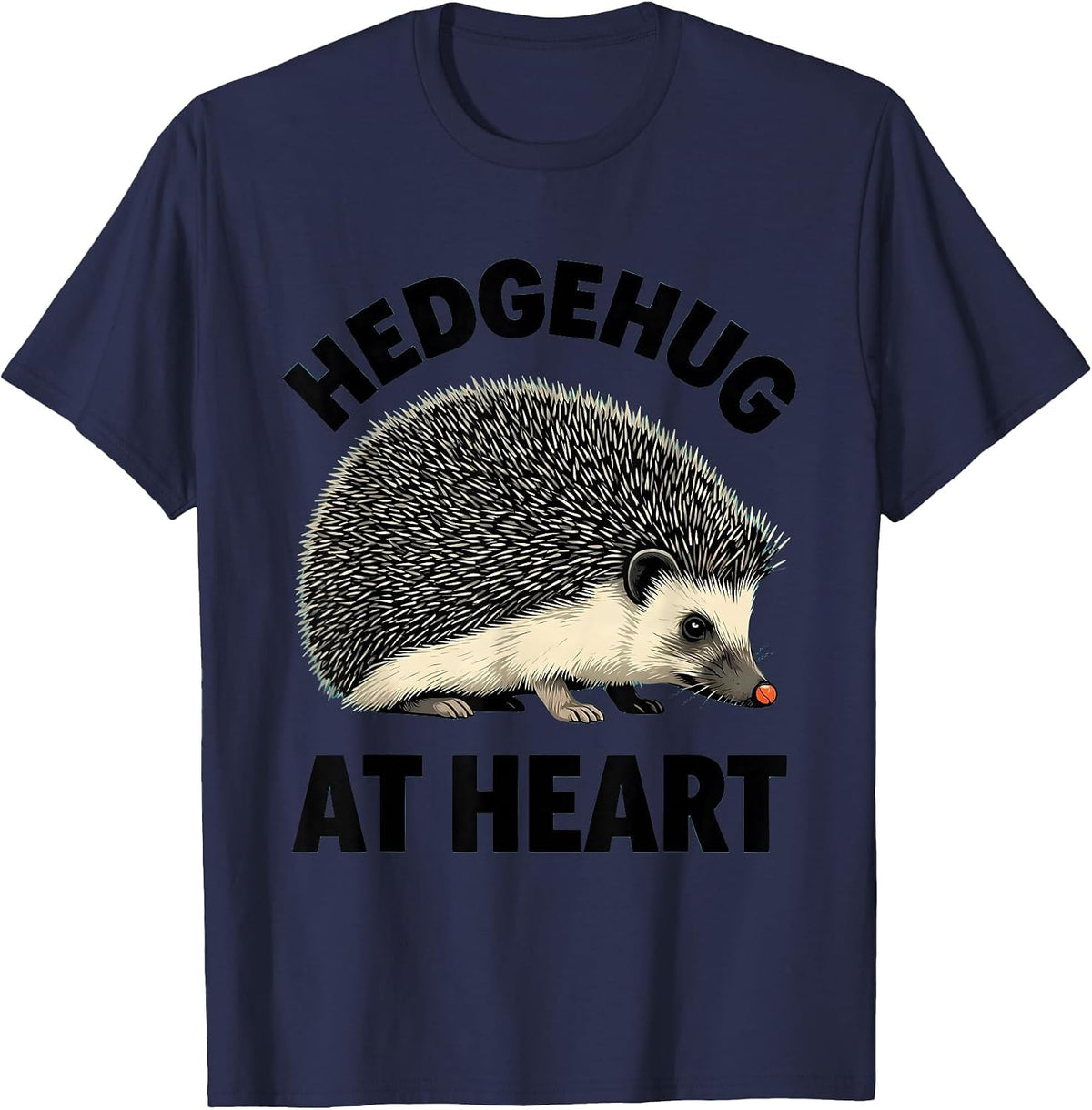 Hedgehug At Heart Midcentury Modern Hedgehog Lover Gift T-Shirt - Navy Blue
