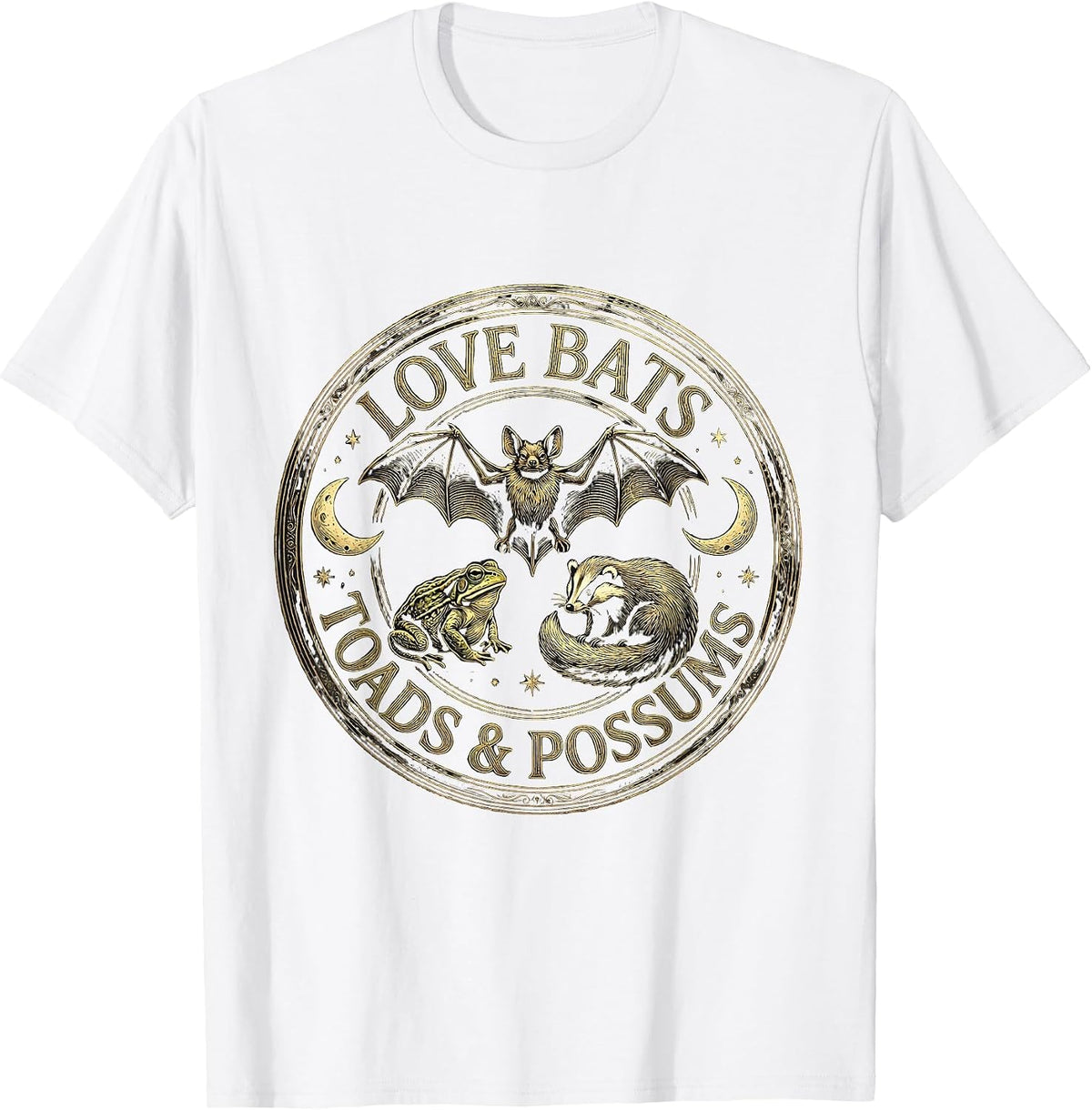 Men's Love Bats, Toads & Possums Mystic Celestial Nature Lover T-Shirt - White