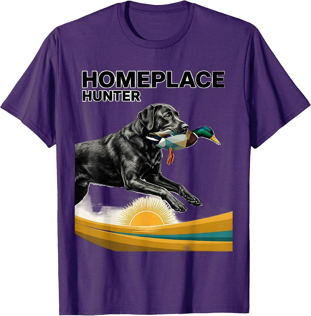 Homeplace Hunter Midcentury Modern Labrador Duck Hunting T-Shirt - Purple
