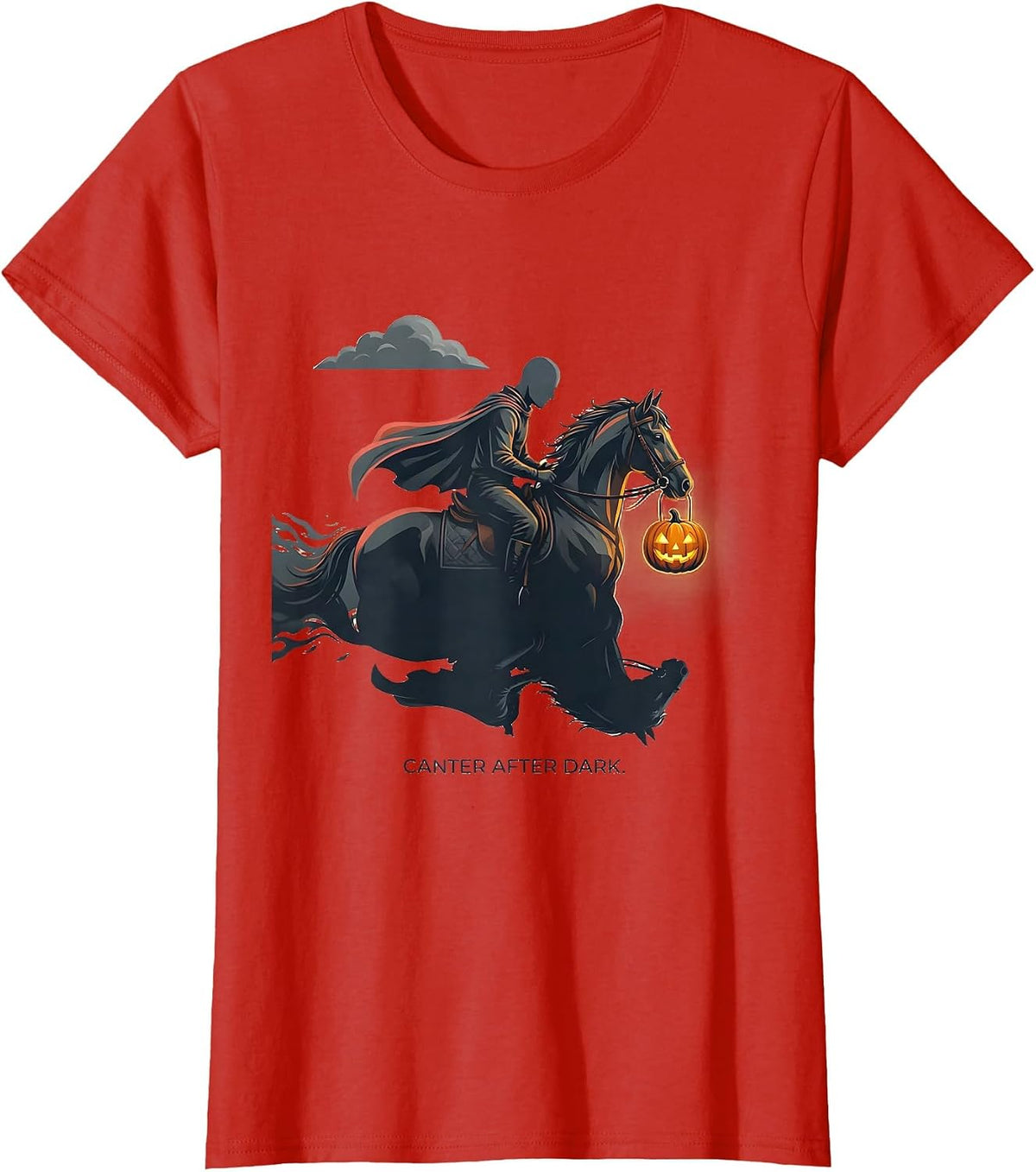 Canter After Dark Gothic Halloween Horse Lover Spooky T-Shirt - Red