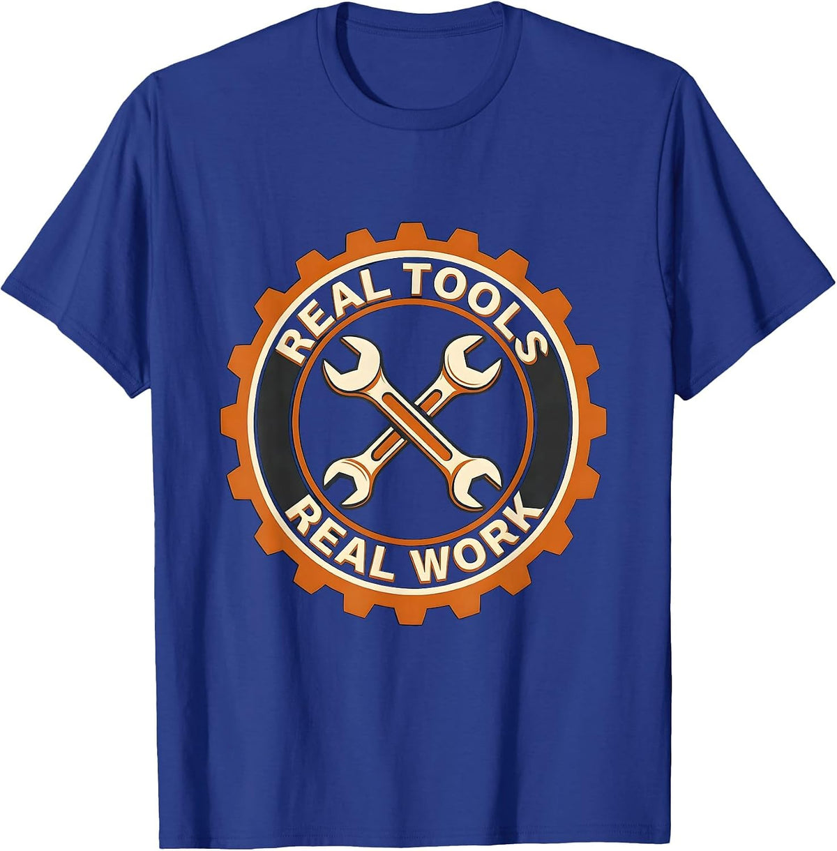 Men's Real Tools Real Work Mechanic Design T-Shirt - Royal Blue