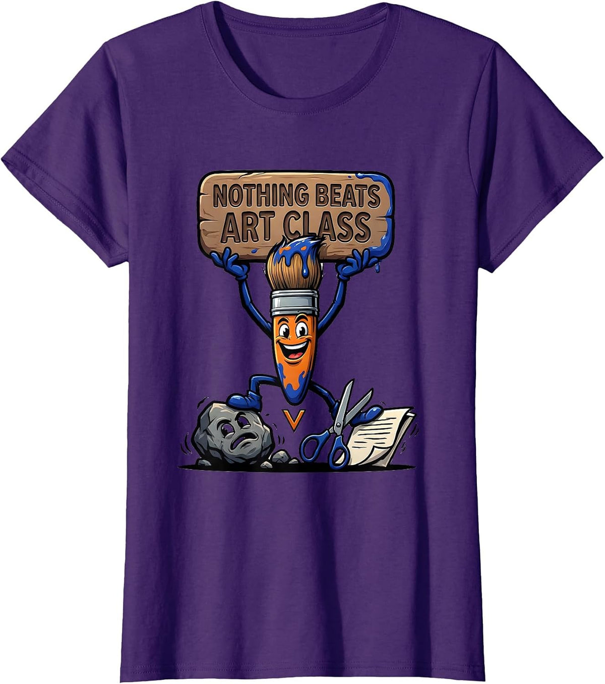 Women's Nothing Beats Art Class Cartoon Funny Back to School Grade T-Shirt - Purple