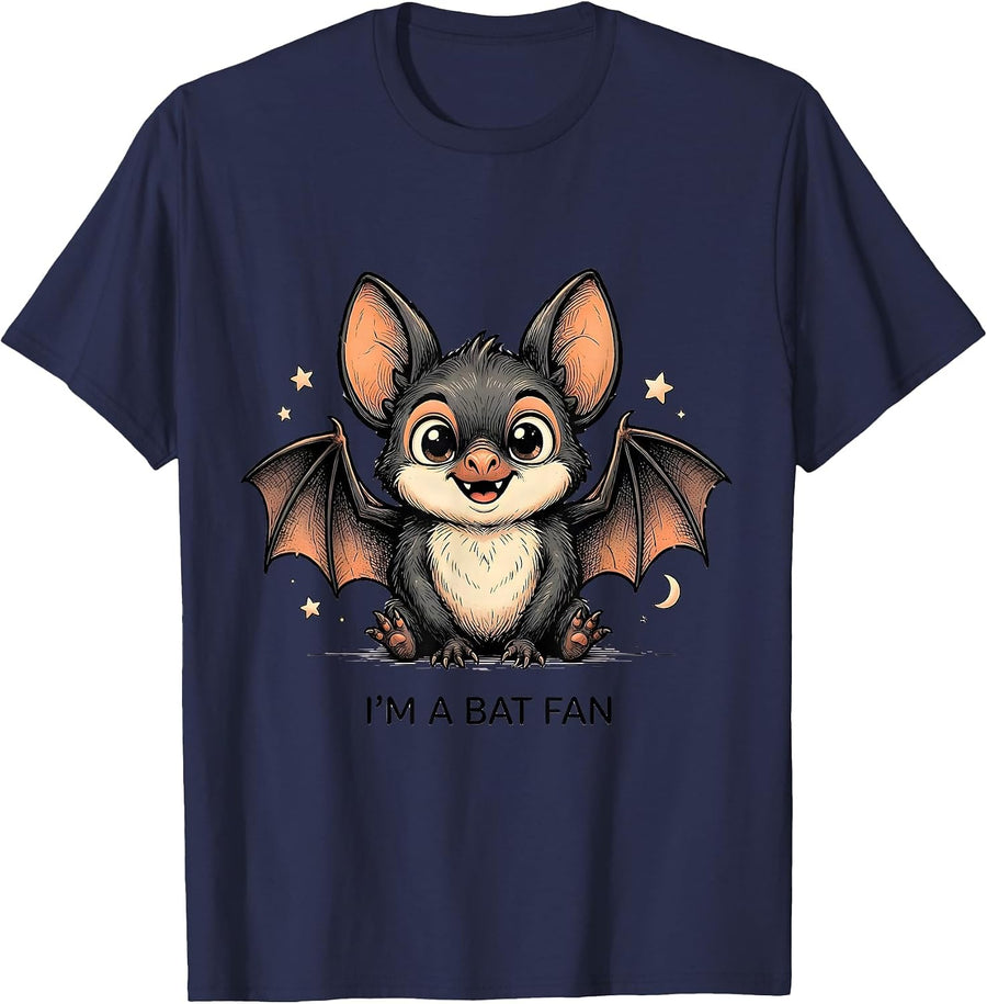 I'm A Bat Fan Cute Kawaii Bat Lover Wildlife Conservation T-Shirt - Navy Blue