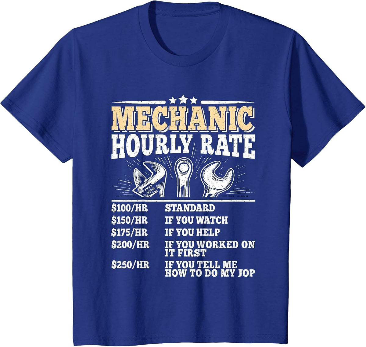 Mechanic Hourly Rate Funny Vintage Repair Men T-Shirt - Royal Blue