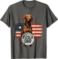 Vizsla Dad Distressed Patriotic 4th Of July Flag Dog Lover T-Shirt - Asphalt Grey