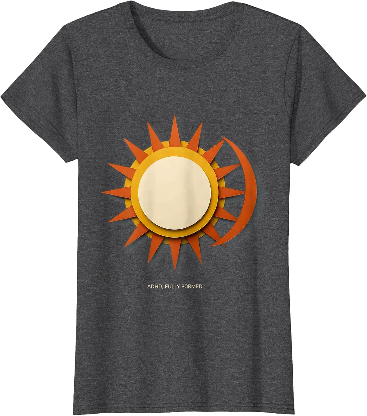 Women's ADHD Fully Formed Paper Cutout Neurodiversity Awareness T-Shirt - Dark Heather Grey