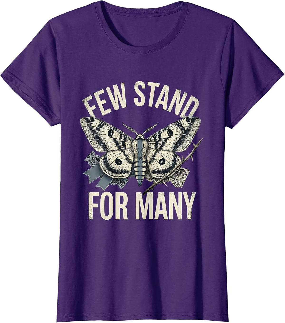 Women's Few Stand for Many Thin Blue Line Design T-Shirt - Purple