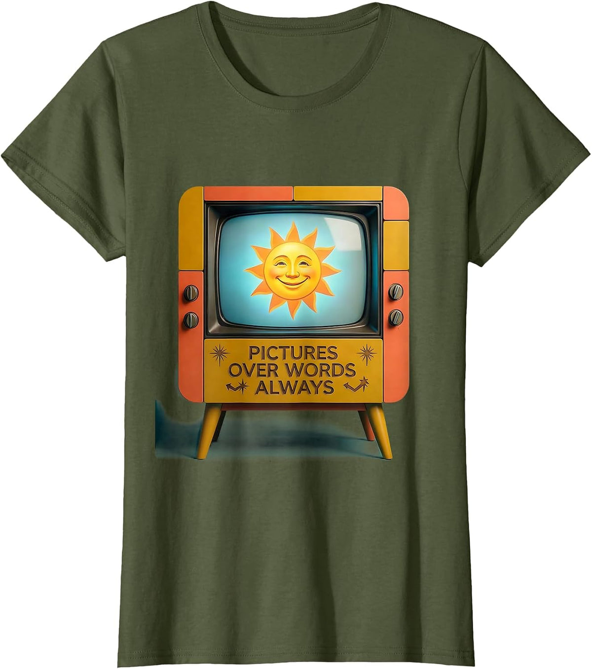Women's I Cant Freaking Read Pictures Over Words Design T-Shirt - Olive Green