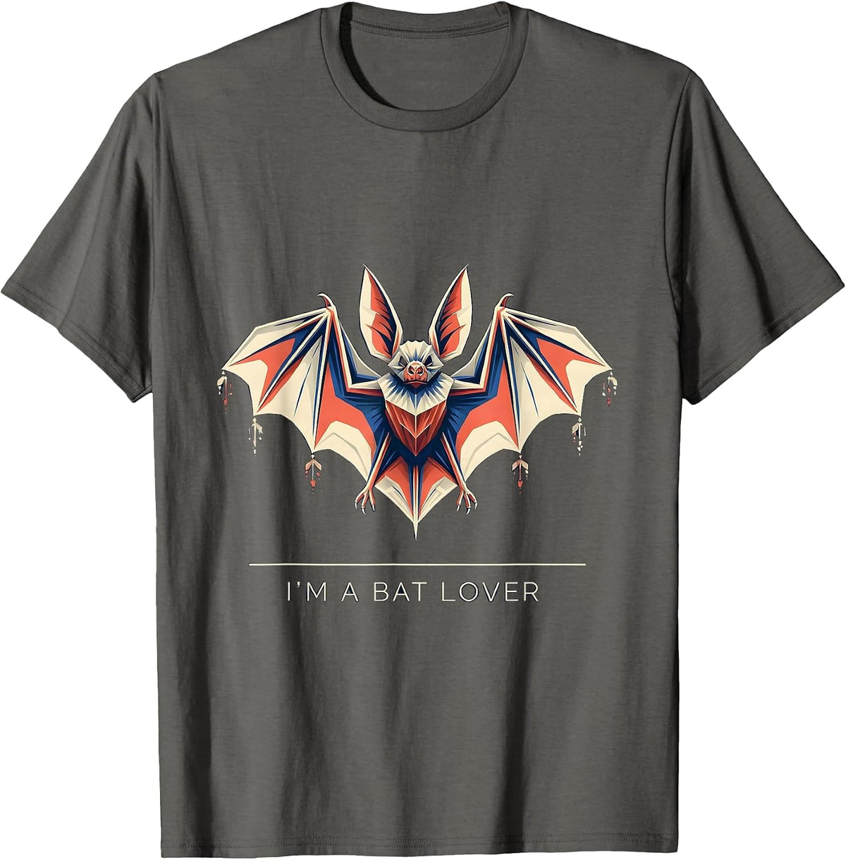 Men's I'm A Bat Lover Geometric Bat Wildlife Conservation T-Shirt - Asphalt Grey