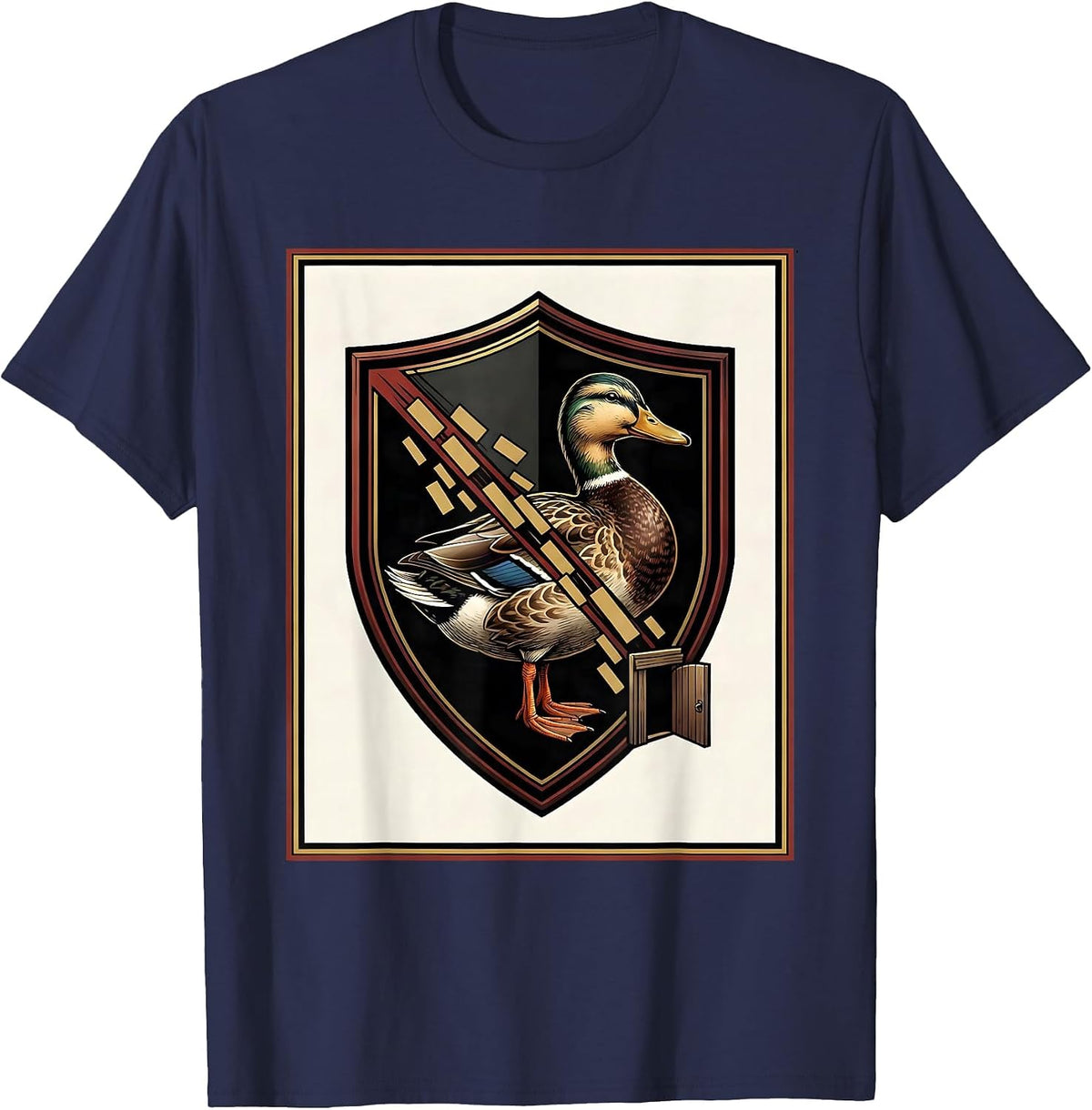 Heraldic Duck Emblem Funny Novelty Humor Gift T-Shirt - Navy Blue
