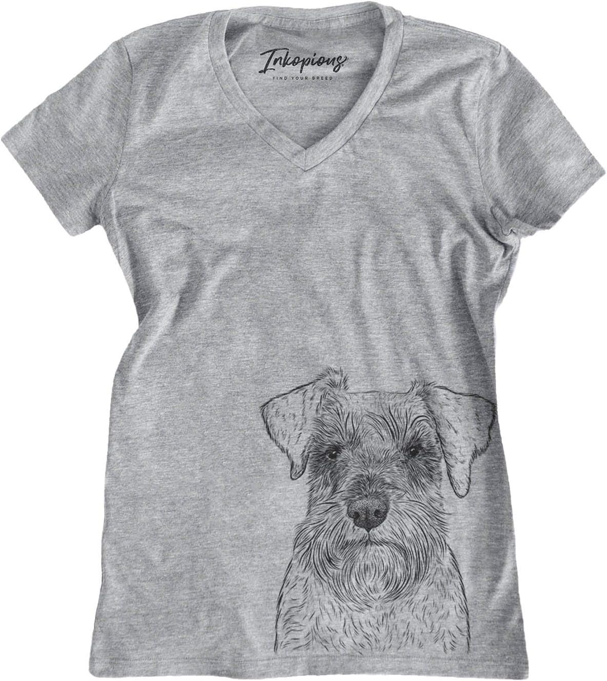 Bare Smokey the Miniature Schnauzer Dog Triblend T-Shirt - Grey V-neck