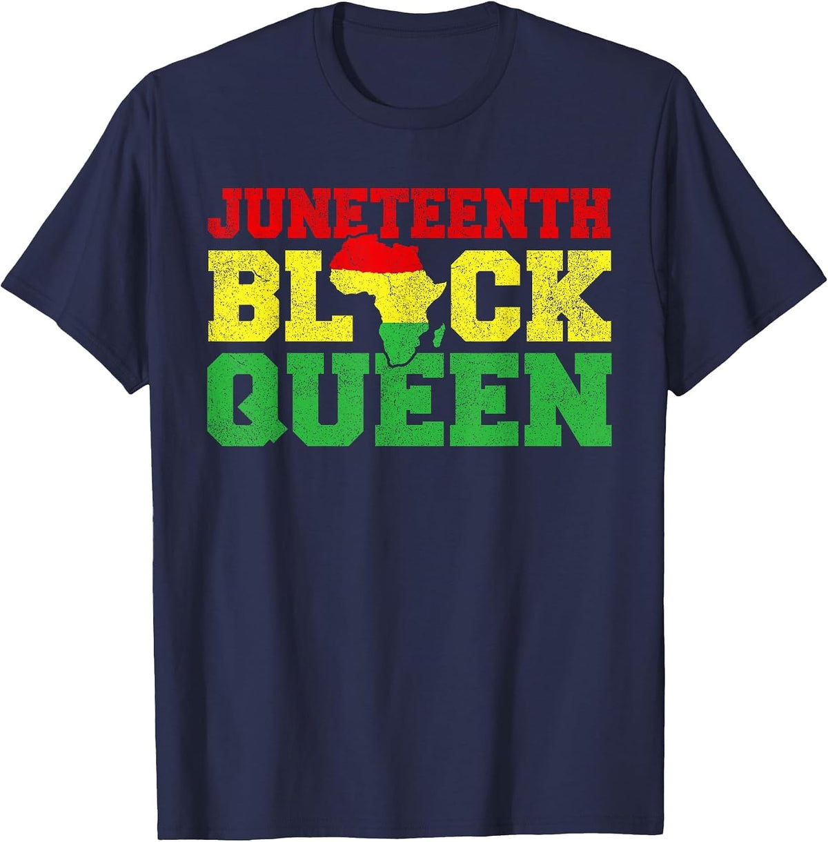 Juneteenth T Shirts Women Girls, Juneteenth Black Queen Map T-Shirt - Navy Blue