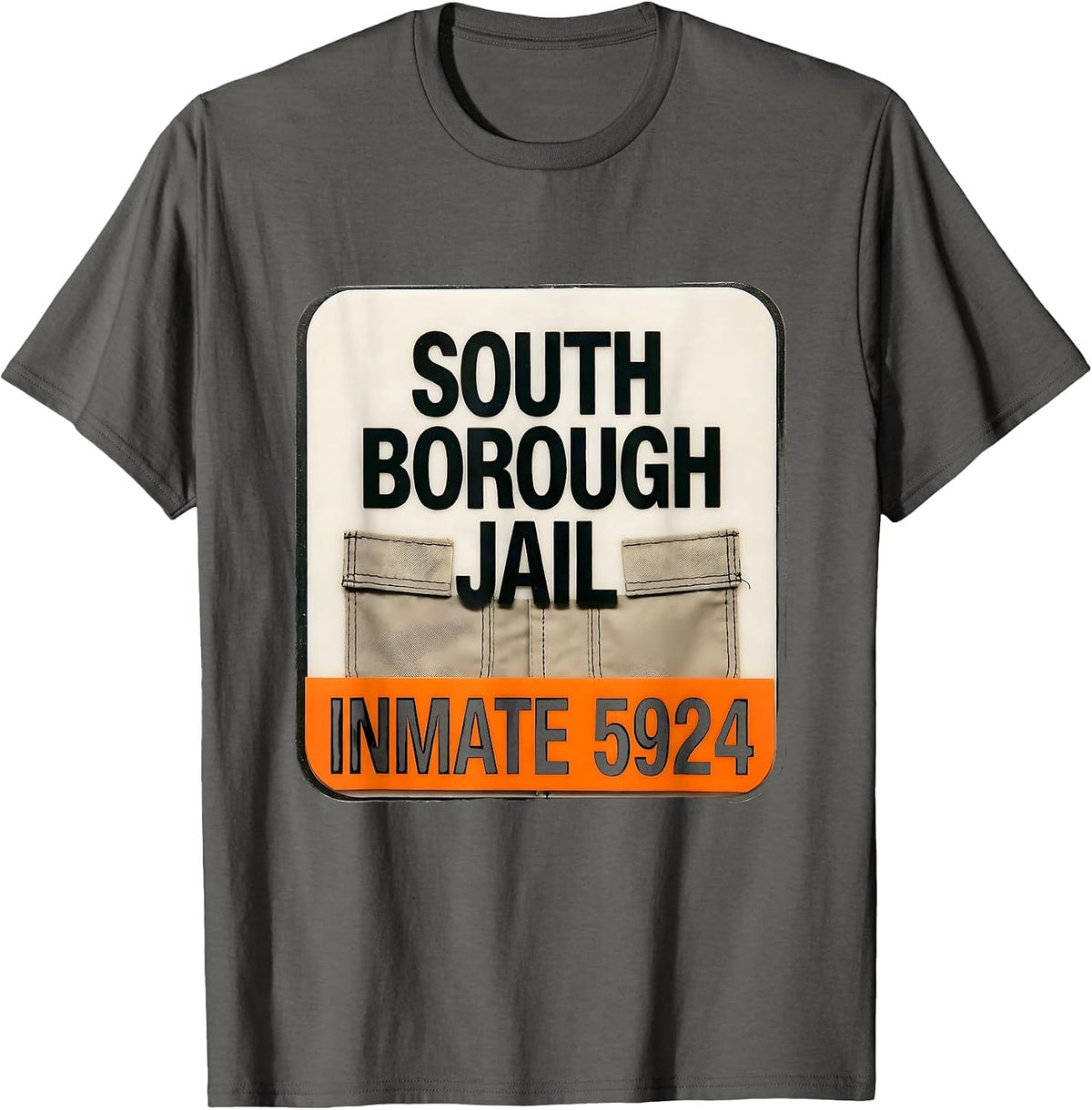 South Borough Jail Inmate 5924 Funny Halloween Prisoner T-Shirt - Asphalt Grey