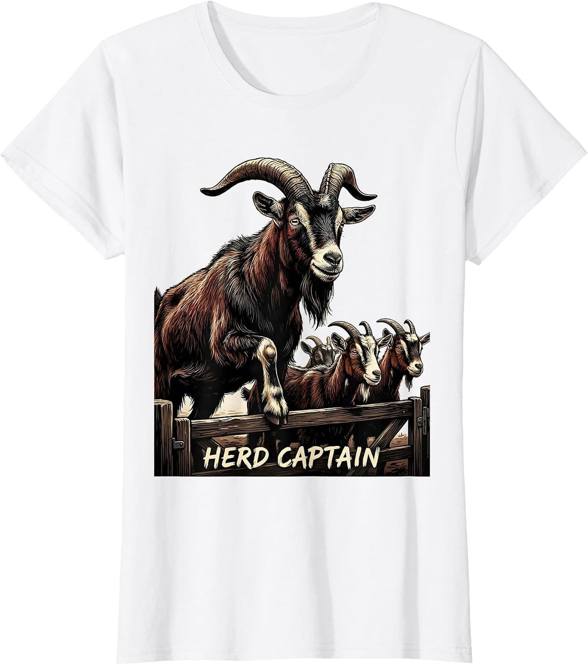 Herd Captain Funny Goat Farmer Goat Lover Gift T-Shirt - White