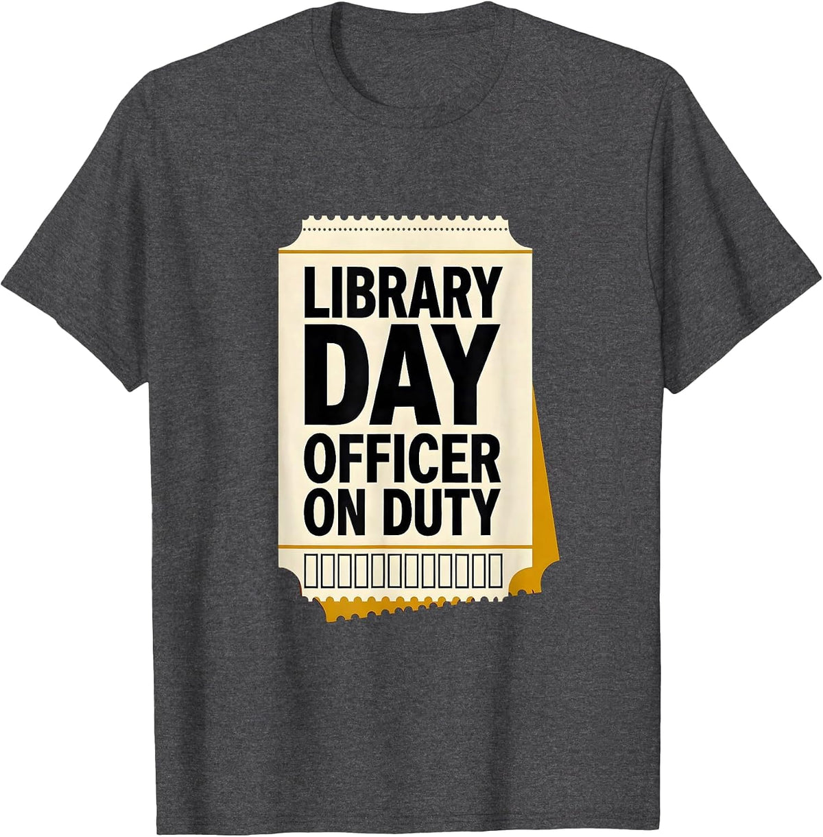 Men's Library Day Officer On Duty Funny Book Lover Librarian Humor T-Shirt - Dark Heather Grey