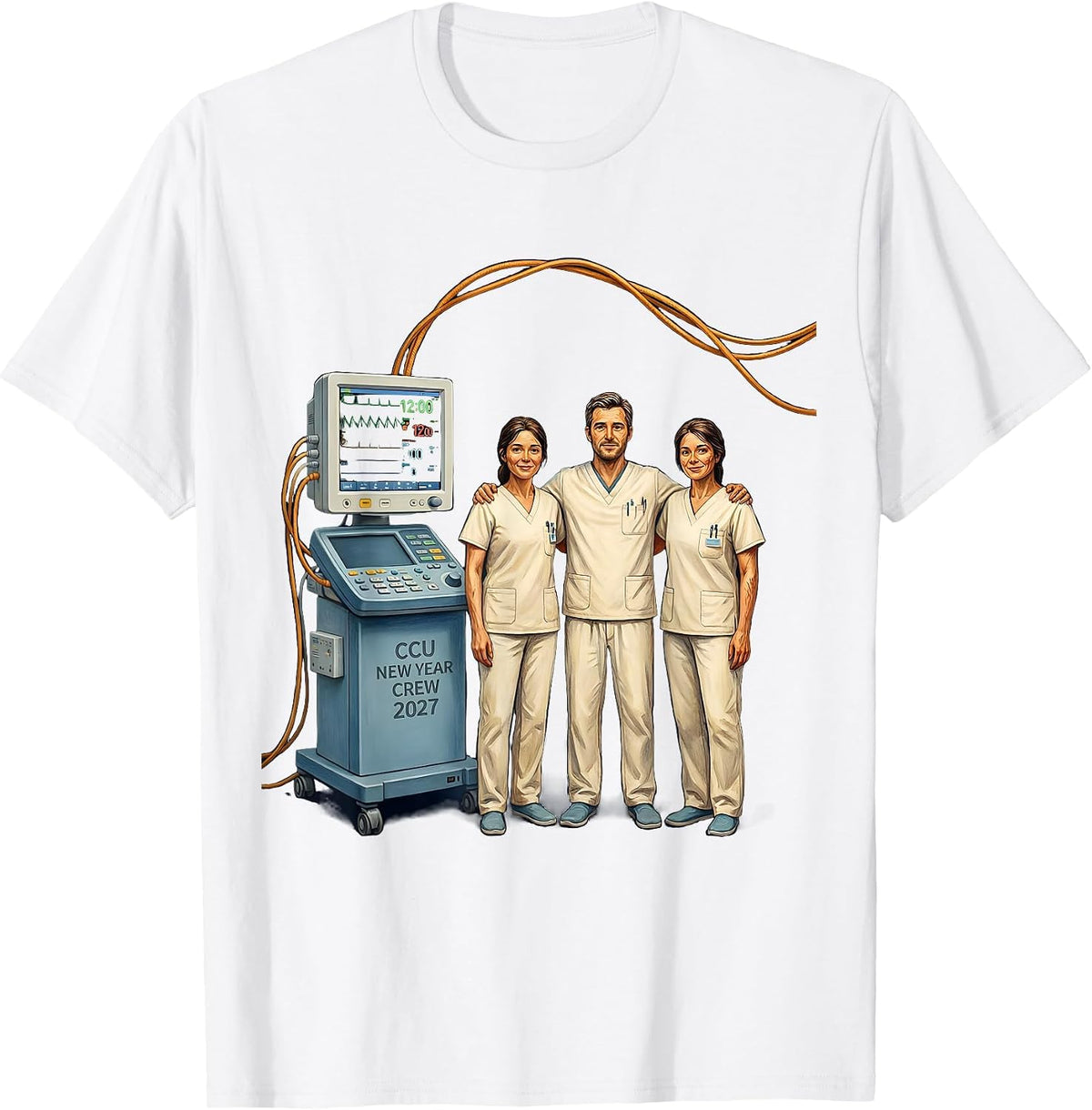 Men's CCU New Year Crew 2027 Storybook Nurse Crew ICU ER NICU New T-Shirt - White