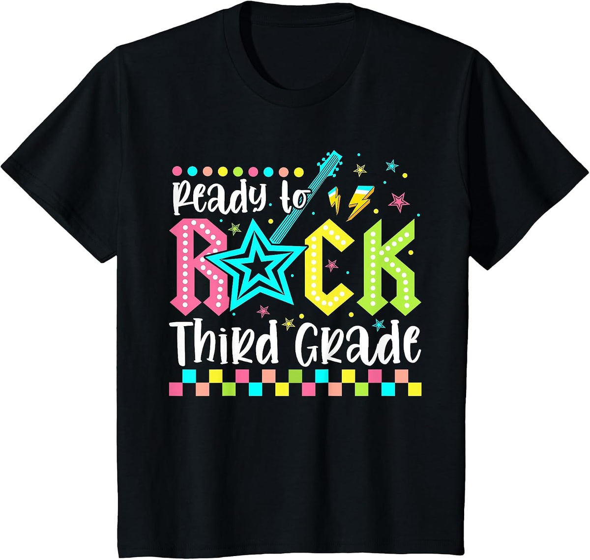 Ready to Rock Third Grade Back to School 3rd Grade Boys Kids T-Shirt - Black
