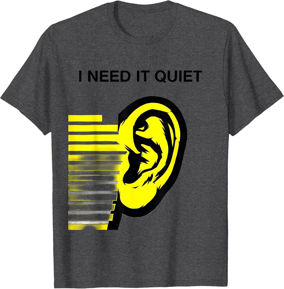 Men's I Need It Quiet Stencil Neurodiversity Autism Acceptance T-Shirt - Dark Heather Grey