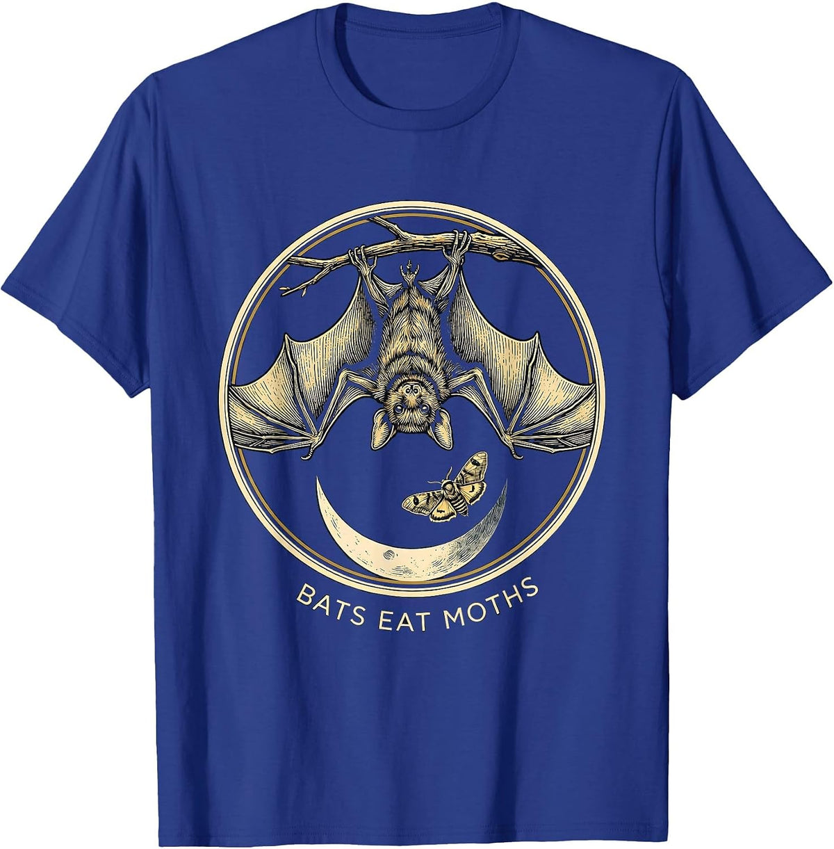Men's Bats Eat Moths Vintage Gothic Bat Lover Nature Conservation T-Shirt - Royal Blue
