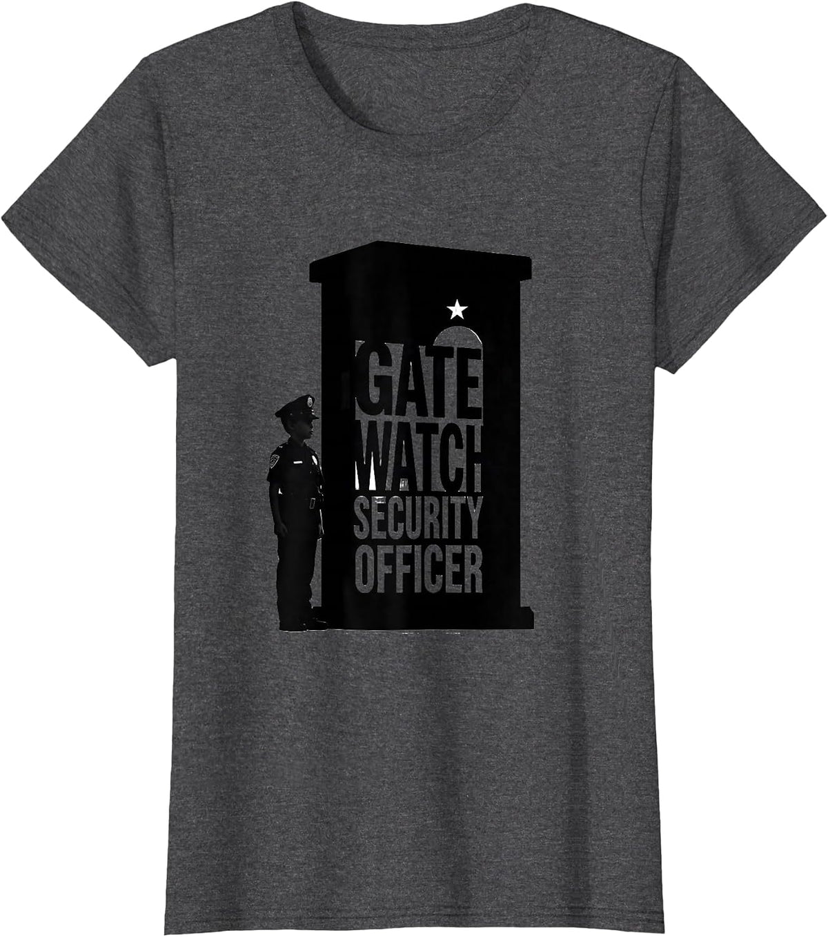 Women's Gate Watch Security Officer Silhouette Kids Costume Novelty T-Shirt - Dark Heather Grey