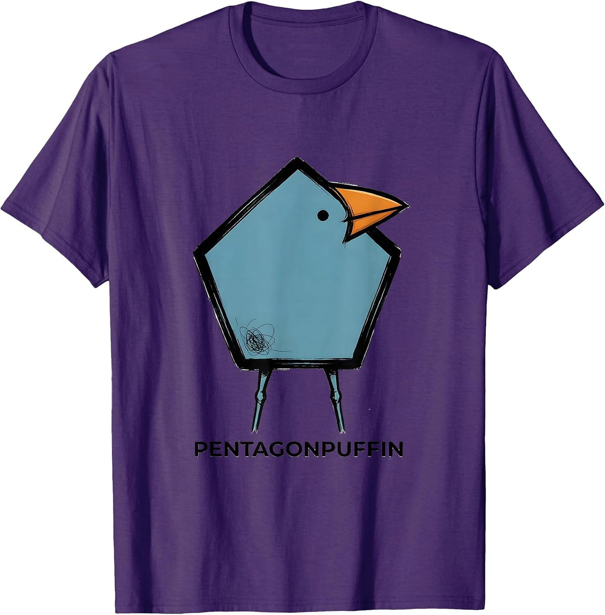 Men's Pentagonpuffin Triangull Bird Pun Math Teacher Humor T-Shirt - Purple