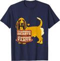 Charming Hearts And Ripping Farts Funny Basset Hound Pet T-Shirt - Navy Blue