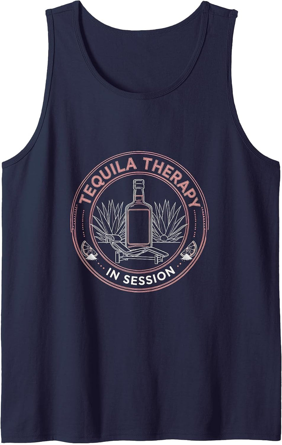 Tequila Therapy In Session Funny Women's Design Tank Top - Navy Blue