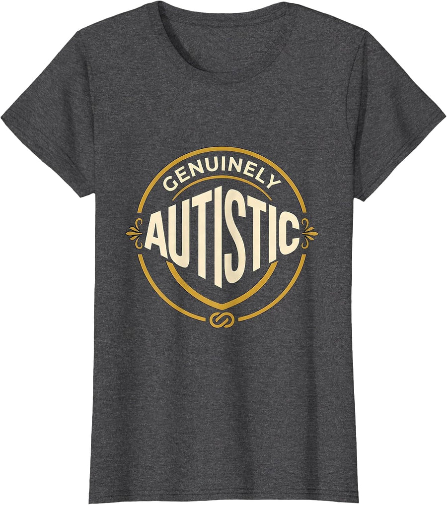 Women's Genuinely Autistic Neurodiversity Acceptance ADHD Gamer Gift T-Shirt - Dark Heather Grey