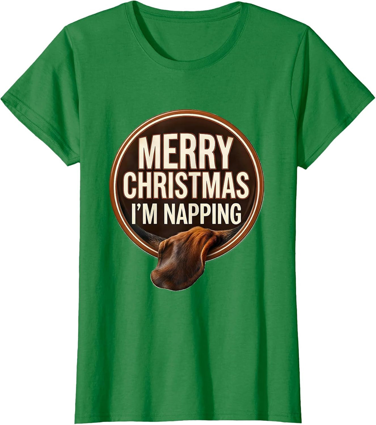 Merry Christmas I'm Napping Funny Basset Hound Dog Lover T-Shirt - Kelly Green