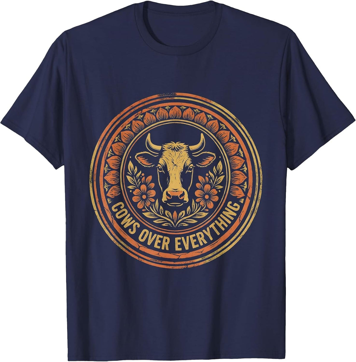 Cows Over Everything Cattle Lover Design T-Shirt - Navy Blue