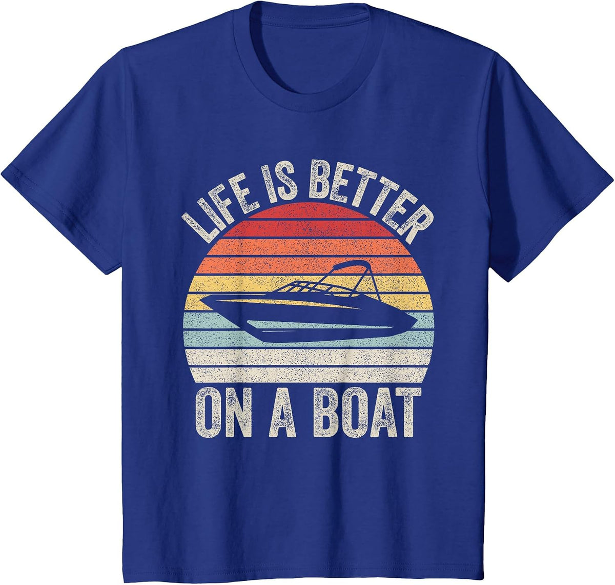 Vintage Life is Better On A Boat Captain Boating Pontoon T-Shirt - Royal Blue