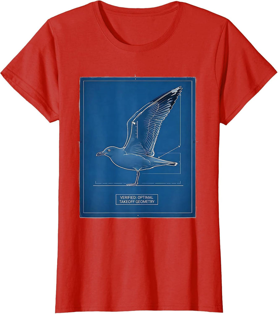 Women's Verified Optimal Takeoff Geometry Triangull Funny Geometric T-Shirt - Red