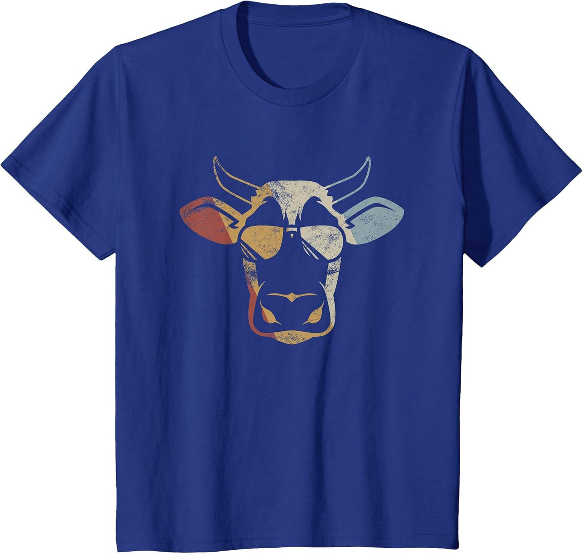 Vintage Cow Sunglasses Retro Farming Graphic Men T-Shirt - Royal Blue