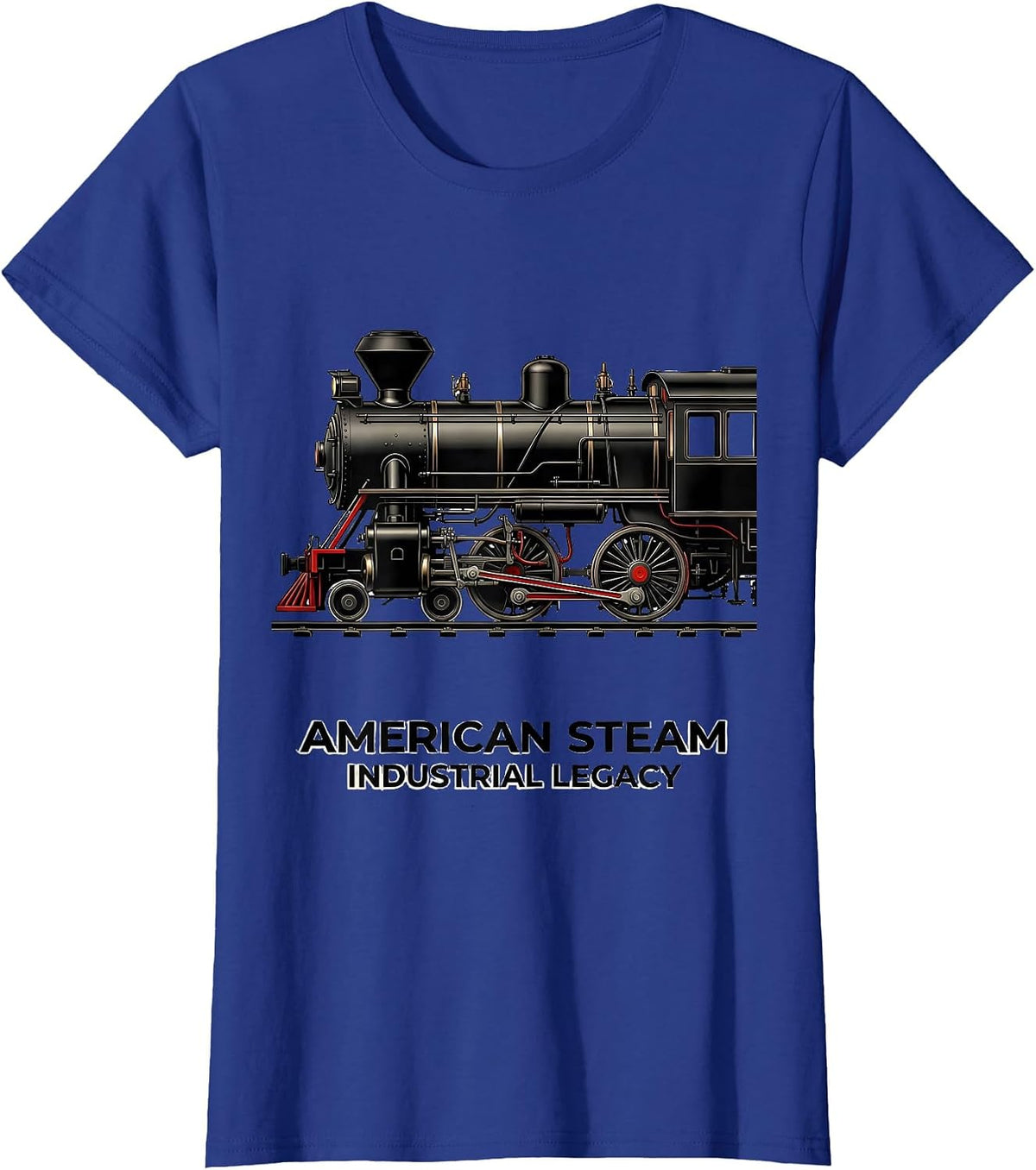 Women's American Steam Industrial Legacy Big Boy 4014 Train Engineer T-Shirt - Royal Blue
