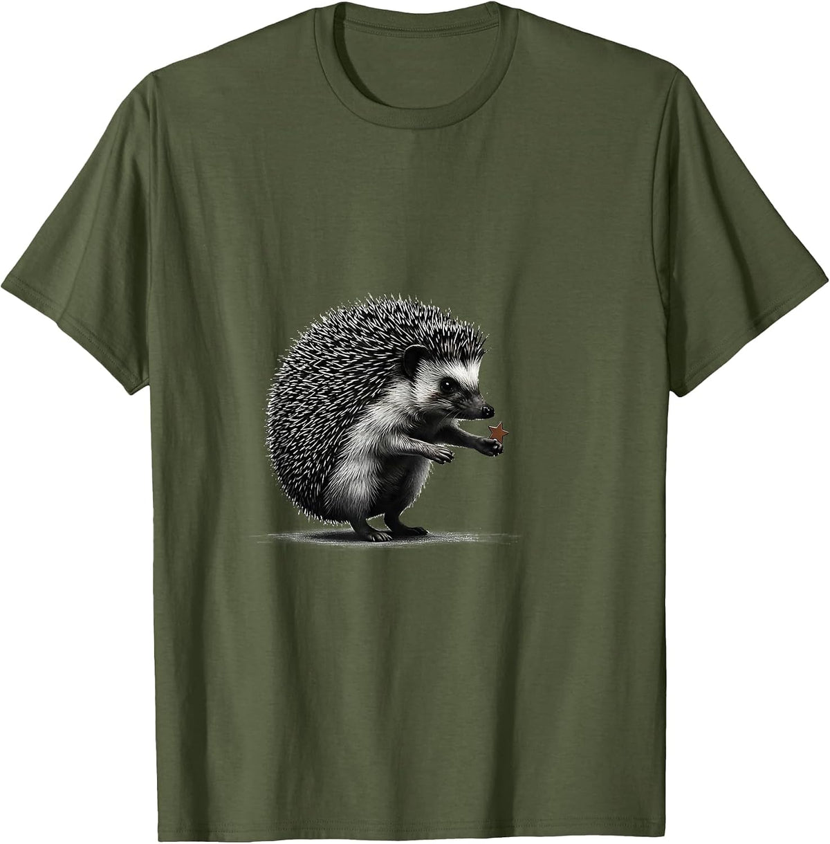 Men's Cute Hedgehog Silhouette Animal Lover Gift T-Shirt - Olive Green